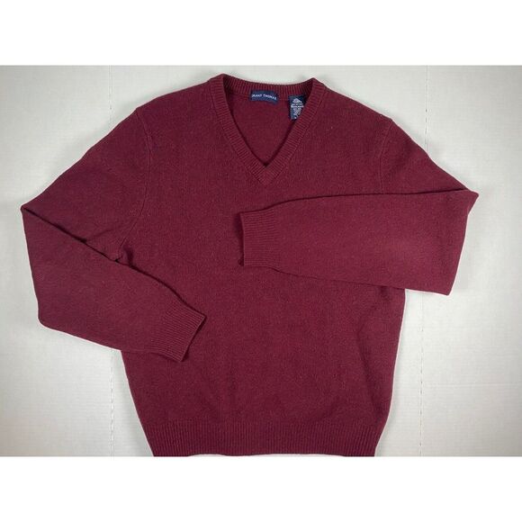 GRANT THOMAS WOOLMARK  100% PURE WOOL MAROON V-NECK SWEATER SIZE L - Picture 4 of 7